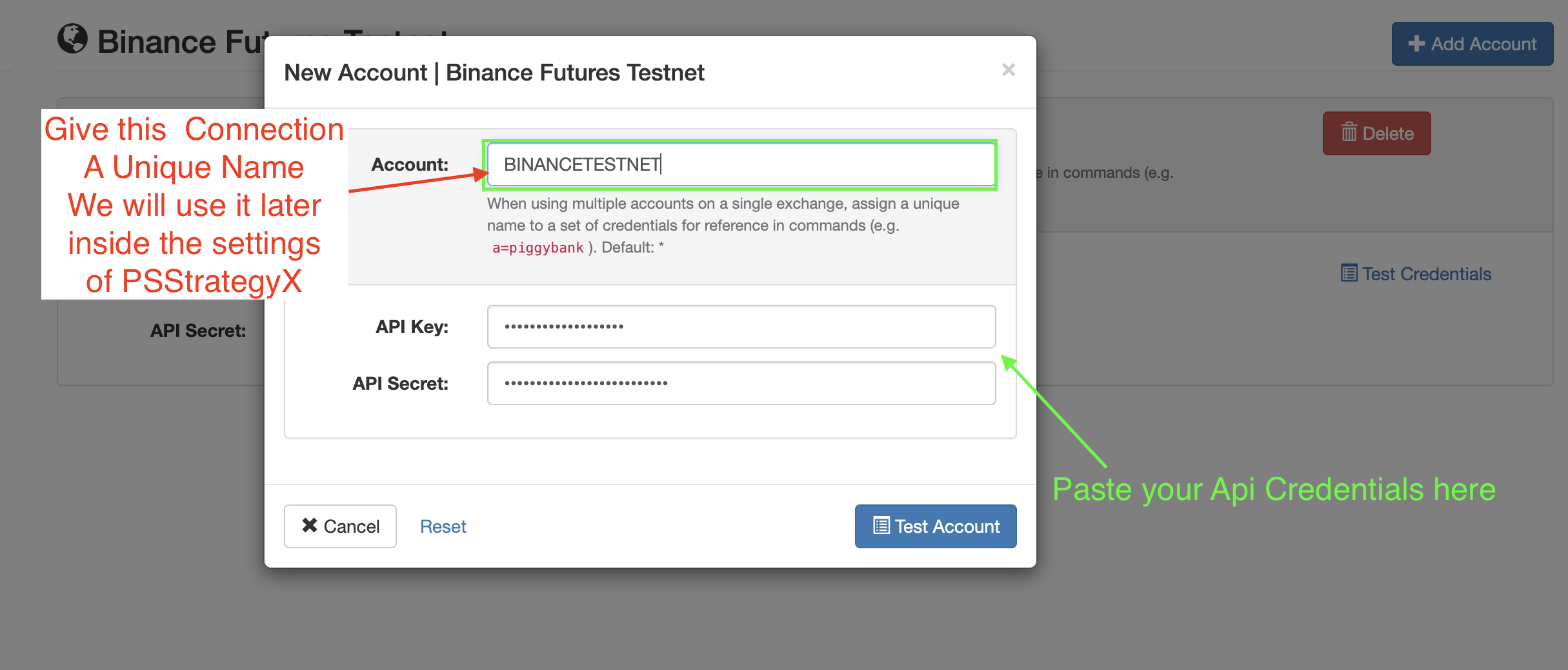 Configuring an API For Binance Futures Testnet Inside AutoView